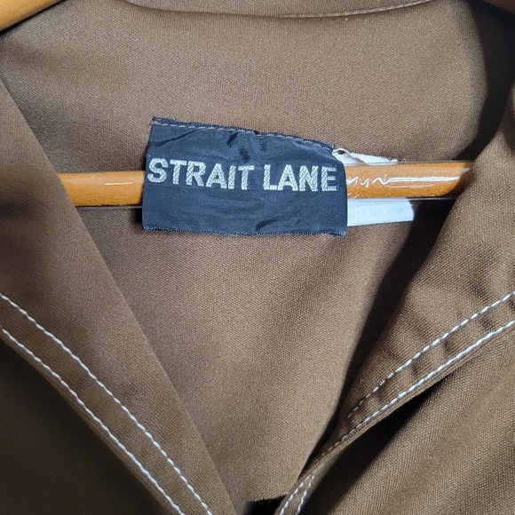 1970s vintage short dress size XS seashell design brown white poly long sleeves - Picture 5 of 6